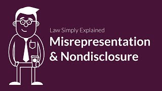 Misrepresentation and Nondisclosure  Contracts  Defenses amp Excuses [upl. by Feodora]