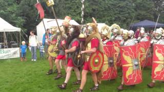 Roman Reenactment at the Amphitheatre in Caerleon Marching In [upl. by Evaleen]