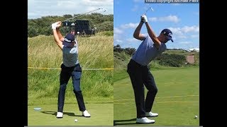 Justin Thomas golf swing  Long Iron faceon amp downtheline July 2017 [upl. by Meurer228]