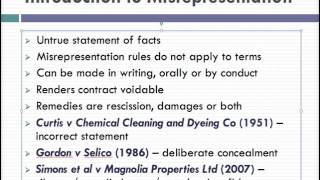 Misrepresentation Lecture 1 of 4 [upl. by Tdnarb]